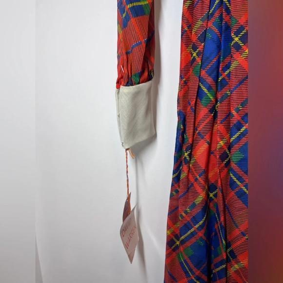 Long plaid collared dress vintage red black white Plymouth Christmas holiday! - Picture 6 of 12